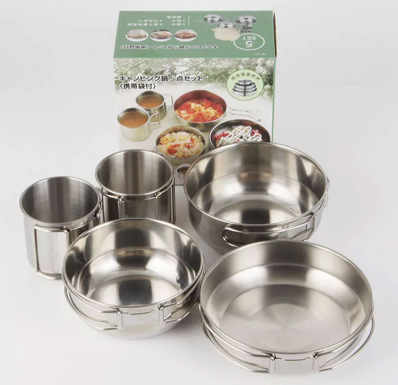 Camping Cooking Box Set - Juego de Ollas y Sartenes Plegables