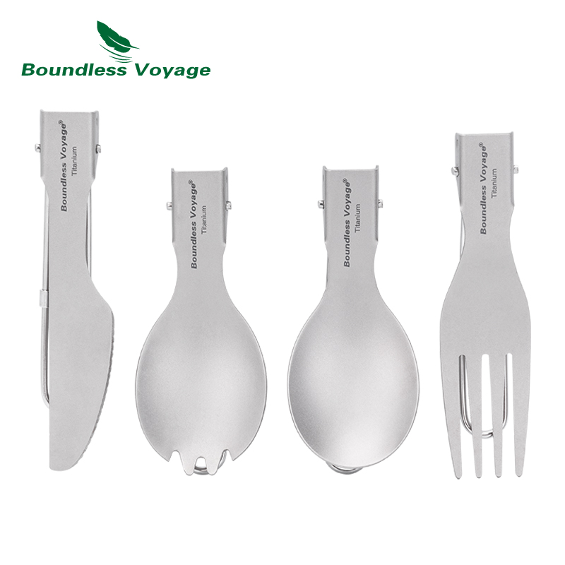 Camp Spork Set - Juego de Cubiertos Plegables de Titanio