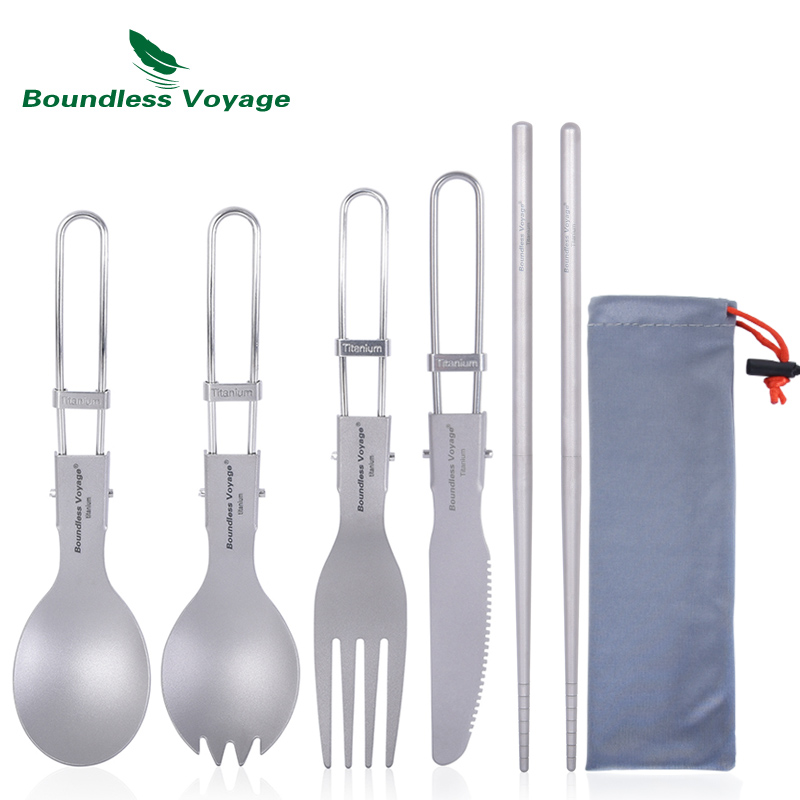 Camp Spork Set - Cubiertos de titanio para acampar, cuchara