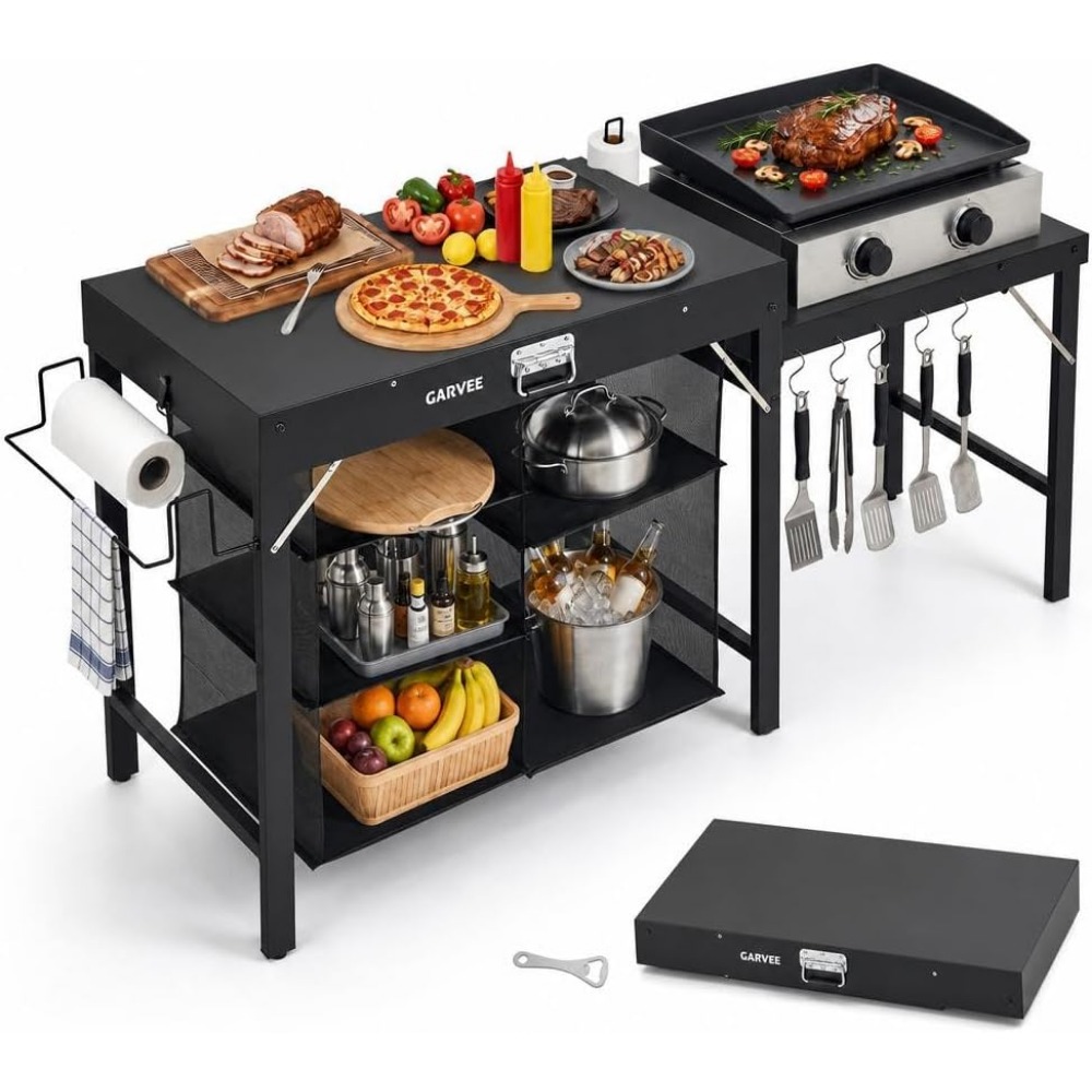 Camping Cooking Table Foldable - Mesa de Parrilla Metálica Plegable con