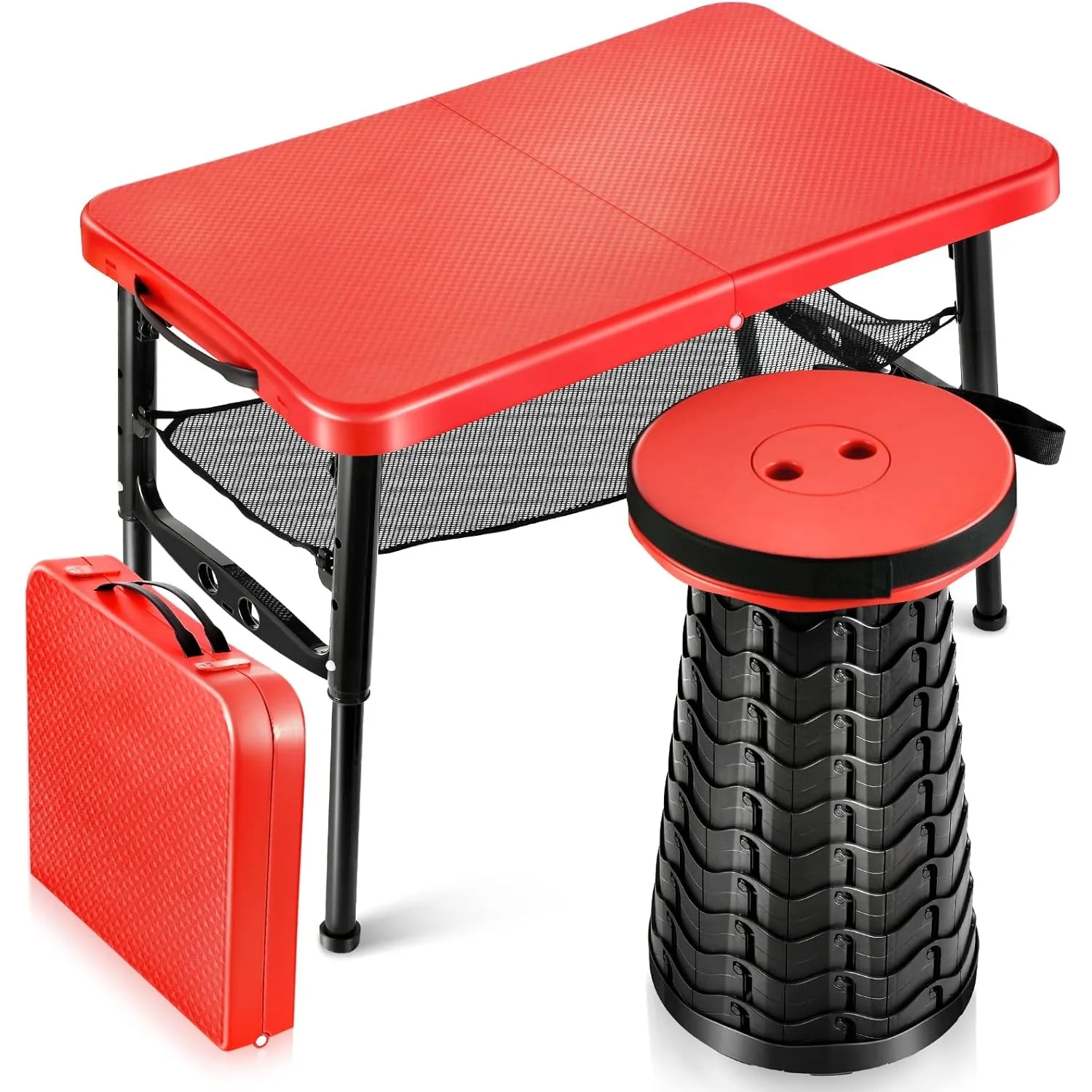 Camping Cooking Table Foldable - Juego de mesa y taburetes plegables