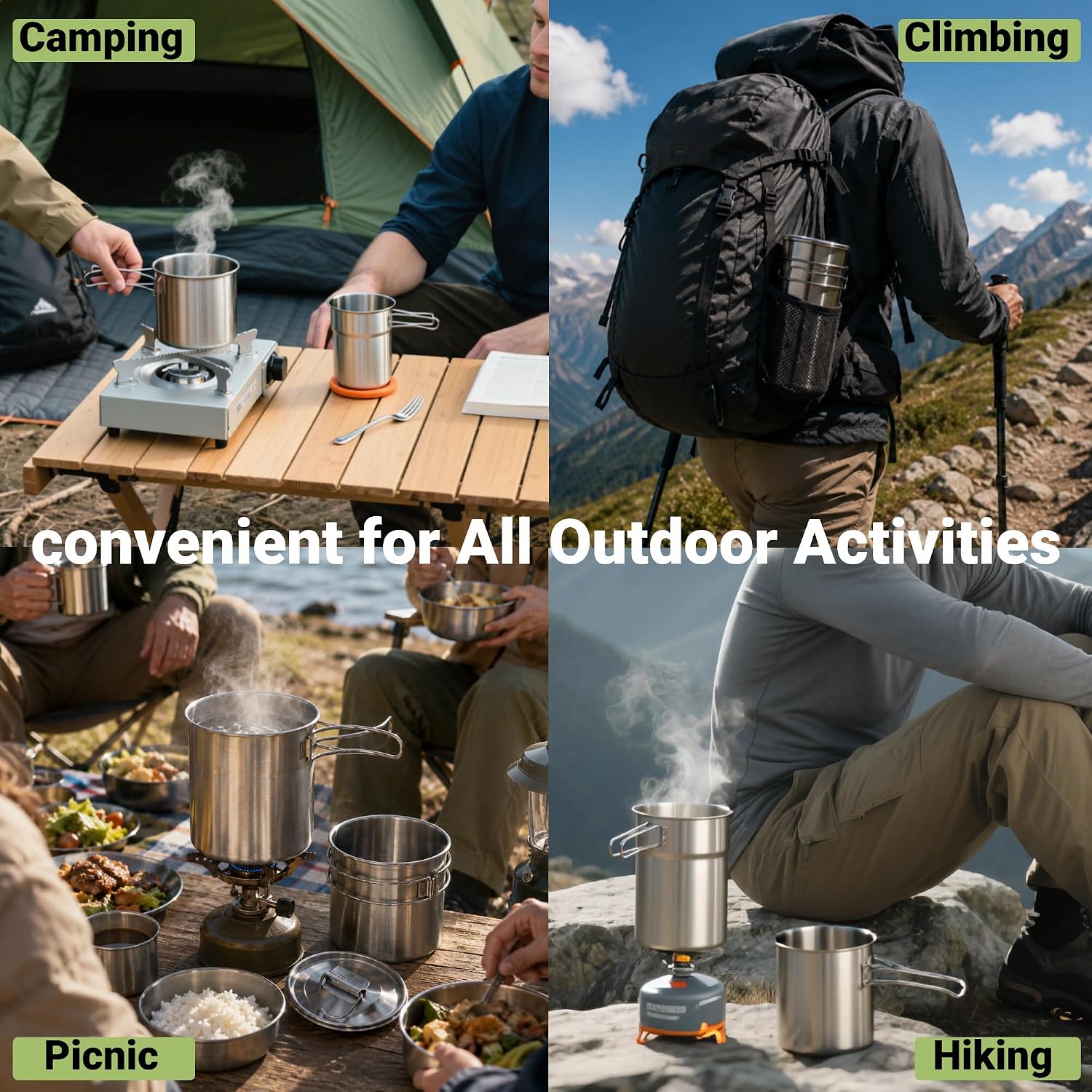 Tazas plegables para acampar,  - Camping Cooking Full Set reseña y precio
