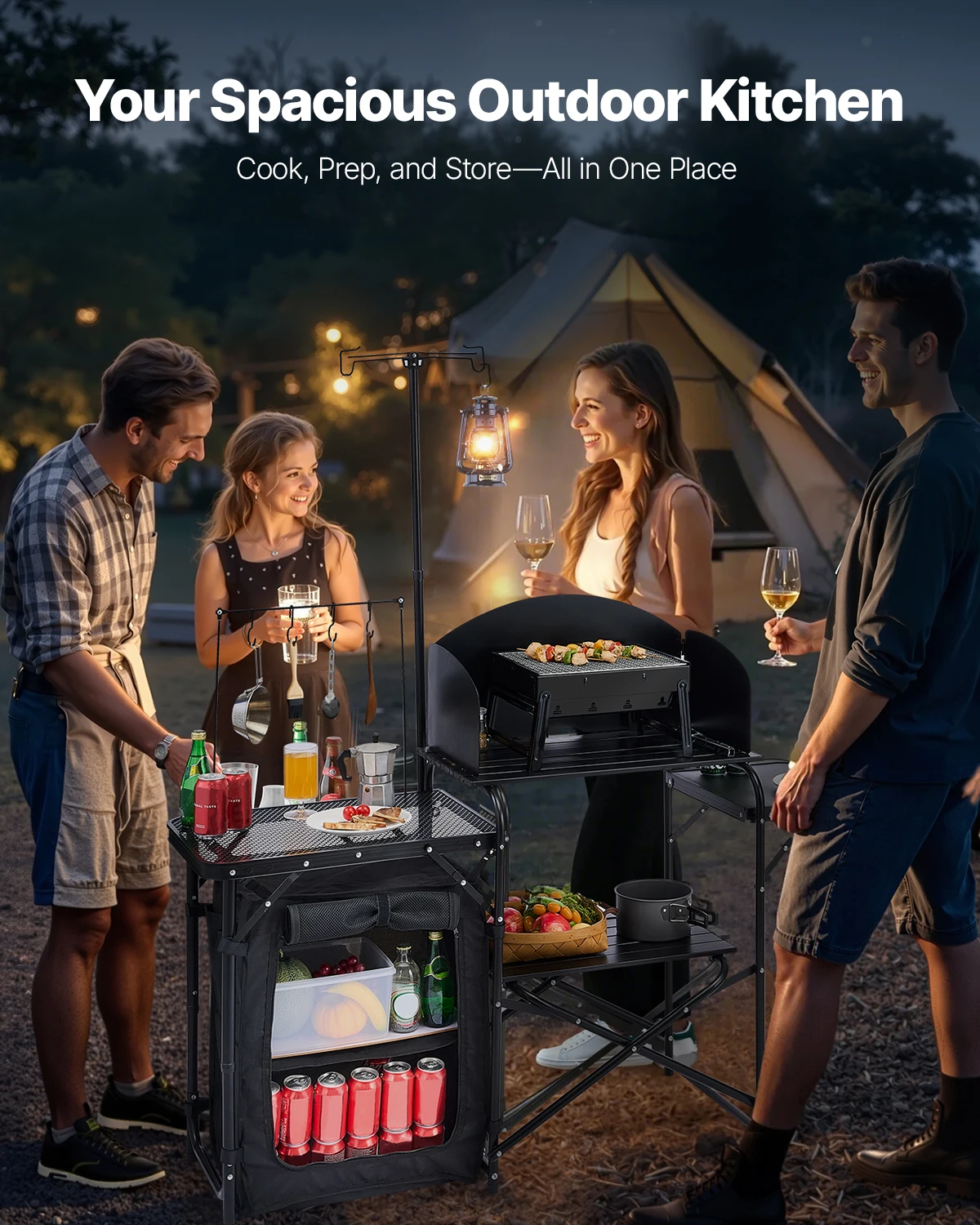 Mesa plegable para acampar, me - Camping Cooking Cupboard reseña y precio