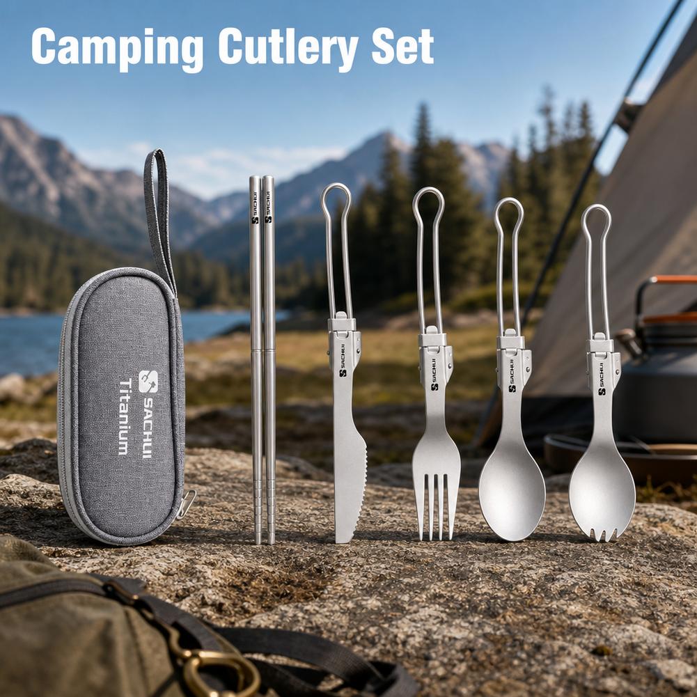 Juego de Cubiertos de Titanio  - Camp Spork Set reseña y precio