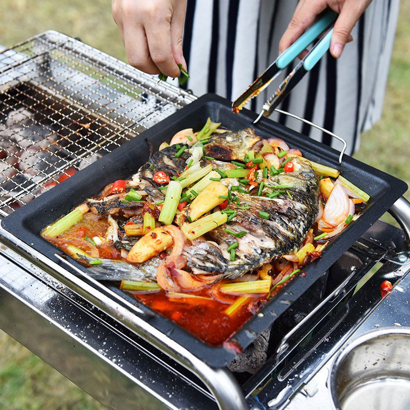 Sartén cuadrada gruesa para ex - Camping Cooking Wok reseña y precio