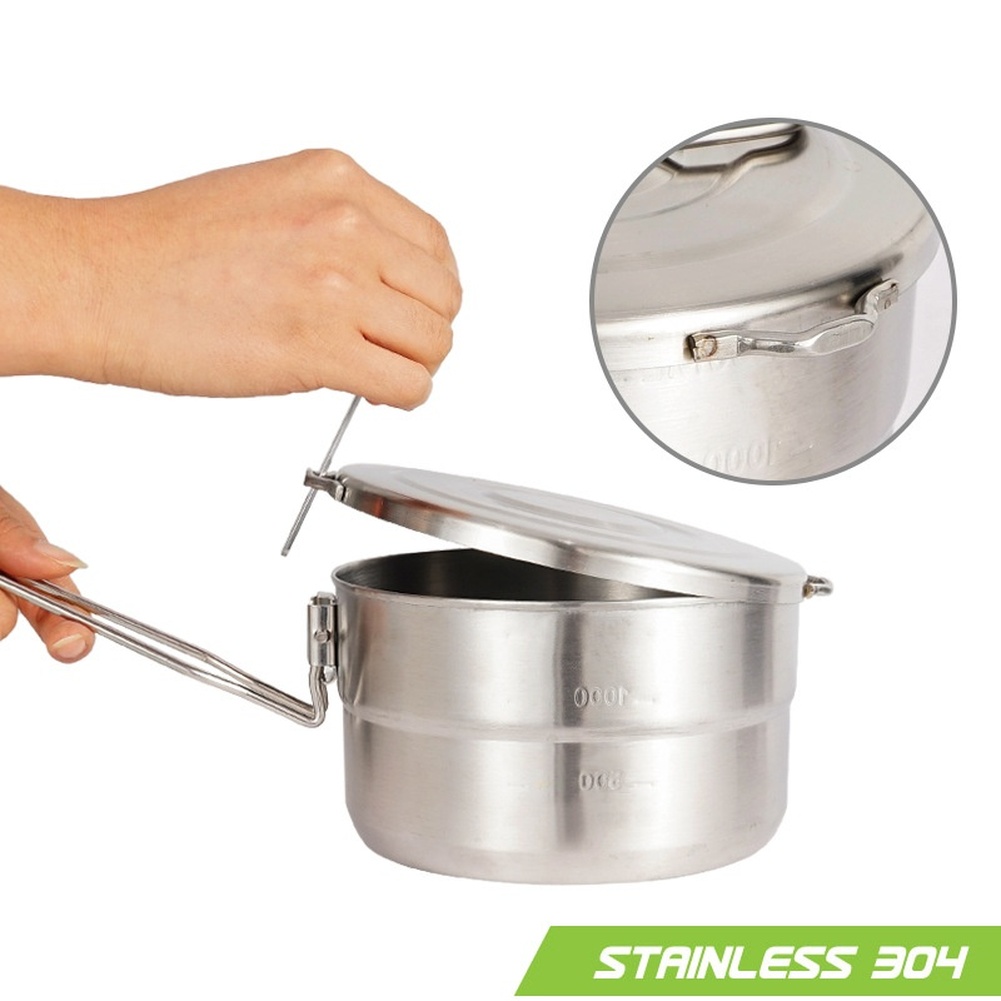 Olla de acero inoxidable 304 d - Camping Cooking Box Set reseña y precio