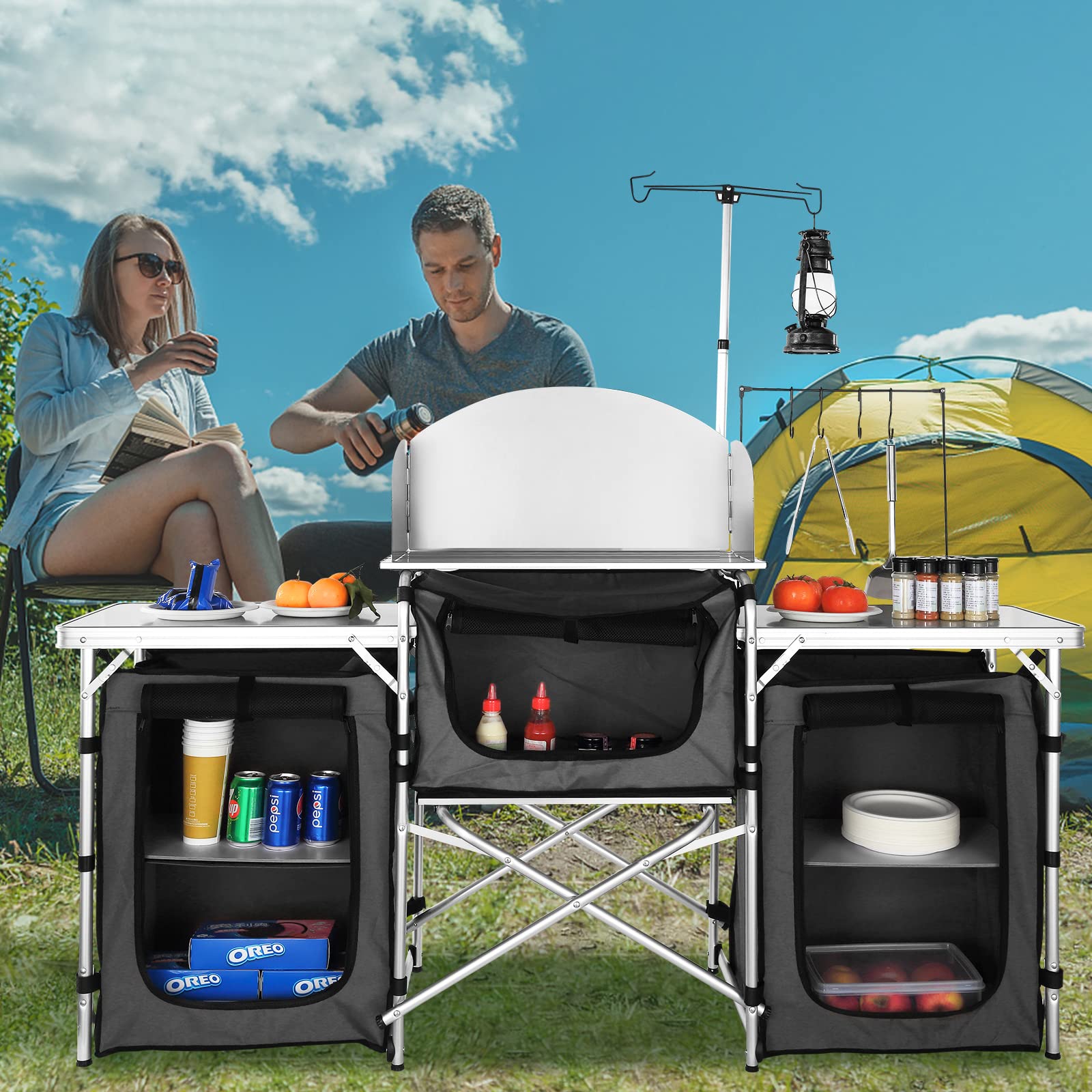Mesa de Cocina Plegable para E - Camping Cooking Cupboard reseña y precio