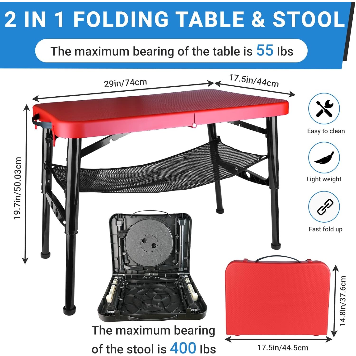 Juego de mesa y taburetes pleg - Camping Cooking Table Foldable reseña y precio