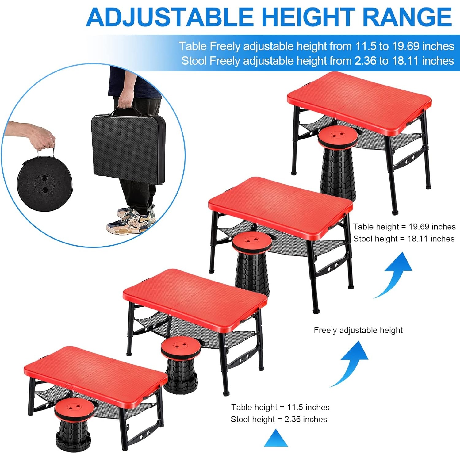 Juego de mesa y taburetes pleg - Camping Cooking Table Foldable reseña y precio
